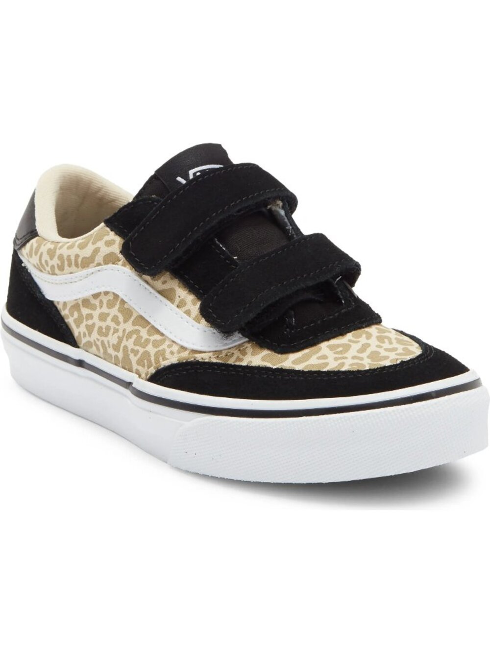 VANS Brooklyn LS V Kids SZ 8 Low Top Hook & Loop Leopard Sneakers NIB